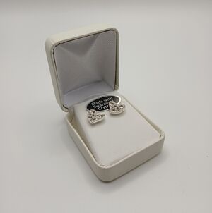 Swarovski Crystal Heart Stud Earrings – Silver Tone – New with Box